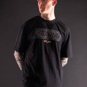 T-Shirt en coton boxe Bar Tack "Royal Boxing" - Noir