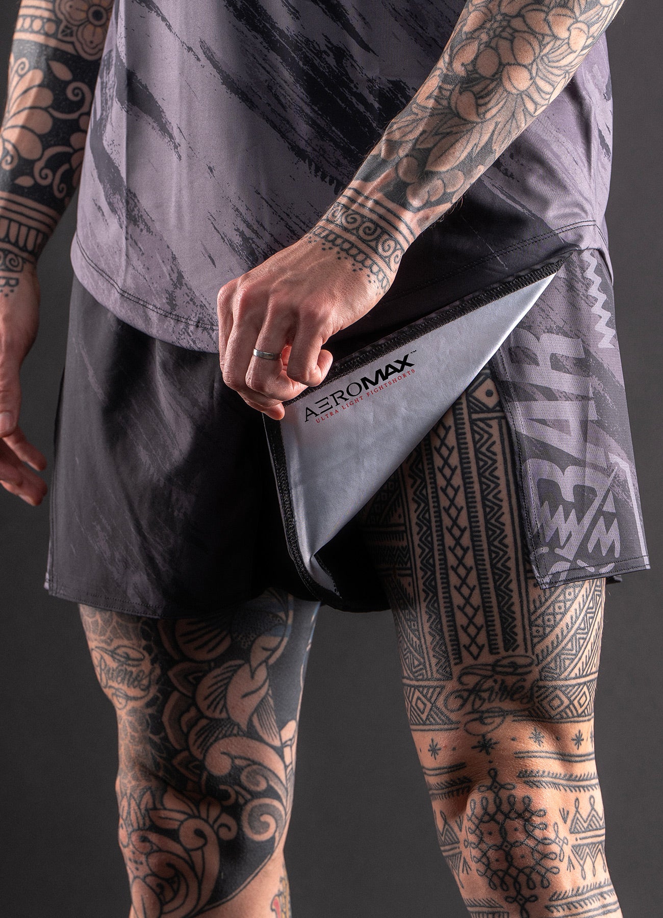 Short de MMA Bar Tack AeroMax™ "Warfare" - Noir – Image 2